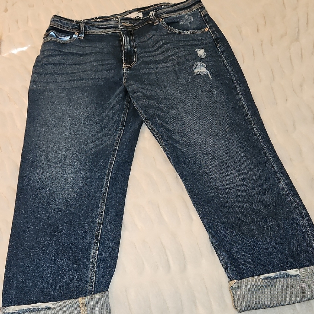 KanCan Dark Blue Distressed Ankle Jeans